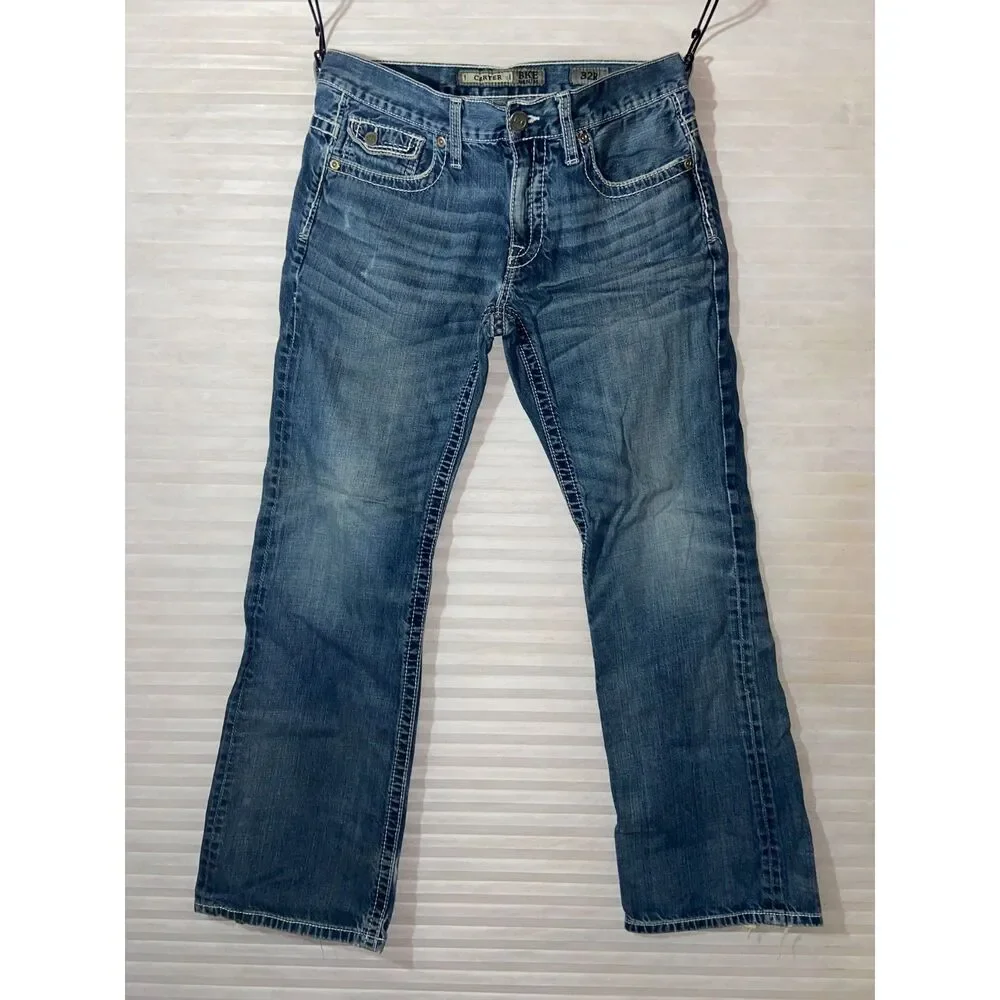 BKE Jeans Mens 32R Carter  Blue Western Cowboy Rancher Denim Distressed